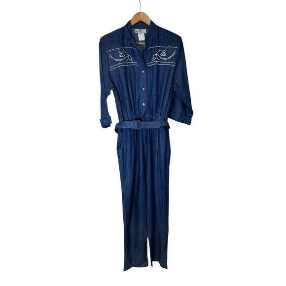vintage Denim western 80’s  Jumpsuit WILLI of CALIFORNIA Woman One Piece Overall - Picture 1 of 7